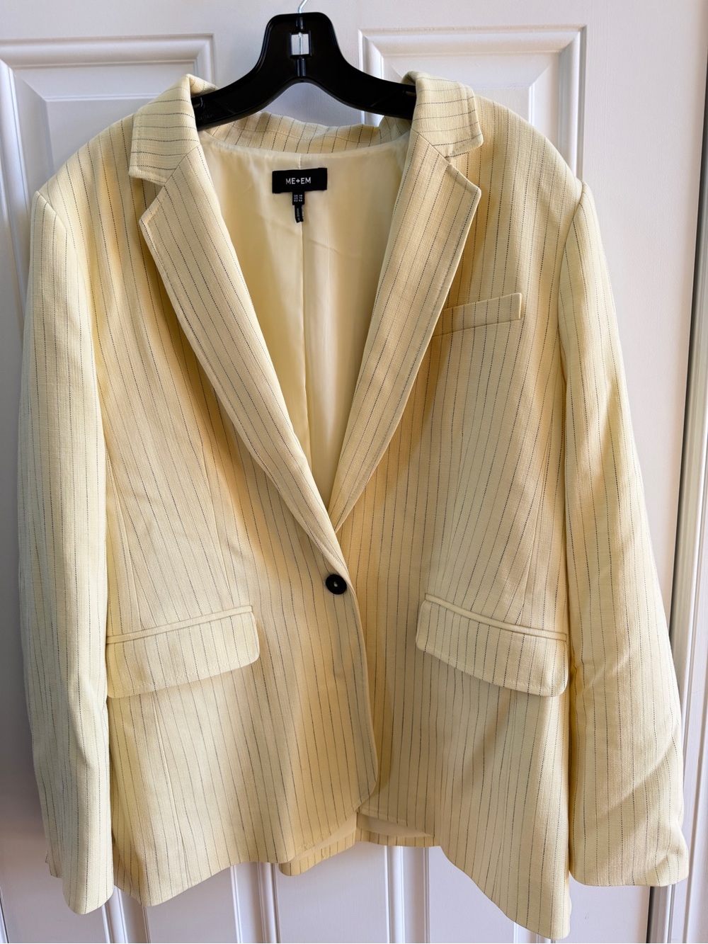 ME+EM Pale Yellow Pinstripe Blazer